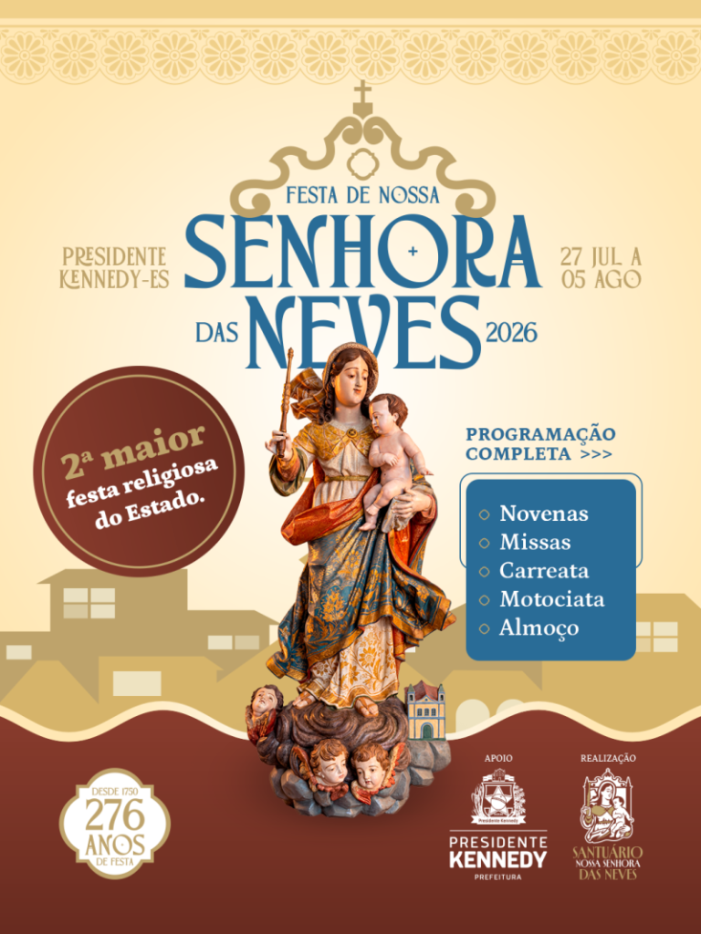 Festa de Nossa Senhora das Neves chega à 276ª edição e reúne fé, tradição e devoção em Presidente Kennedy